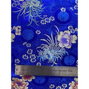 ROYAL BLUE Floral Brocade Chinese Satin Fabric 48”w x36"l